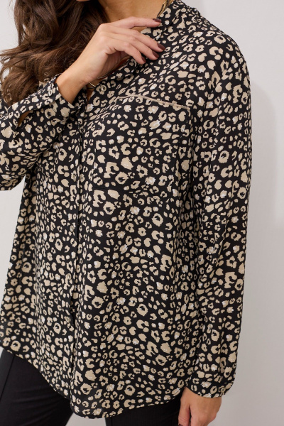 Блуза из ткани с накладными карманами и складками MALI 624-042 леопард - фото 10