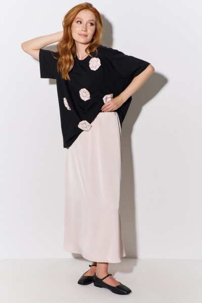 Юбка А-силуэта из шелковой ткани с эластичной тесьмой FLAIM 1101.02 бежевый - фото 1