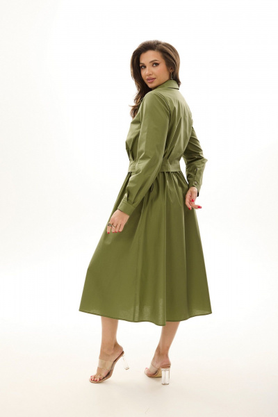 Комплект из платья и укороченного жакета с карманами MALI 724-024 хаки - фото 8