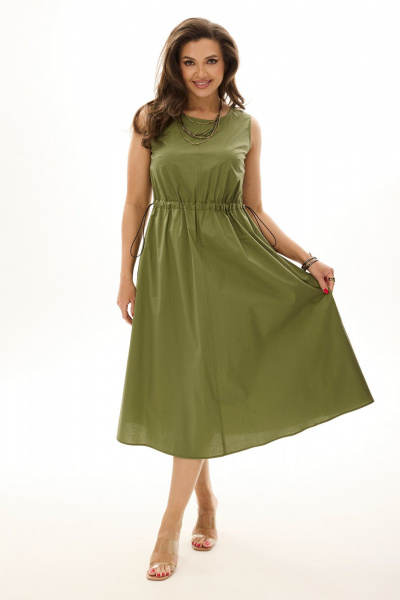 Комплект из платья и укороченного жакета с карманами MALI 724-024 хаки - фото 3