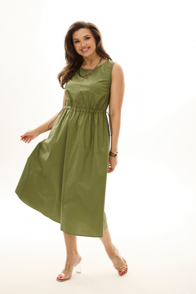 Комплект из платья и укороченного жакета с карманами MALI 724-024 хаки - фото 2