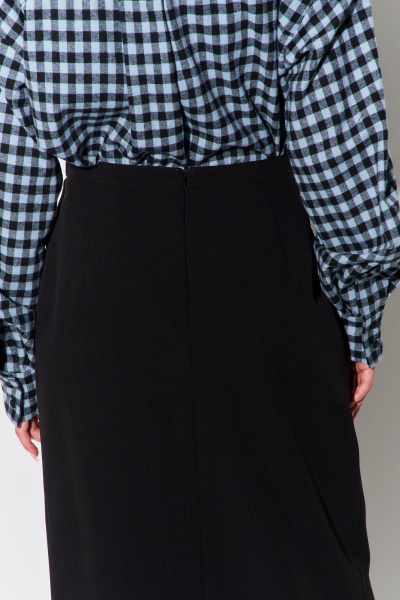 Юбка миди с разрезом и поясом из костюмной ткани FLAIM 1108 черный - фото 6