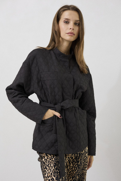 Жакет утепленный полуприлегающего силуэта из текстиля DAVA 3134 черный - фото 5