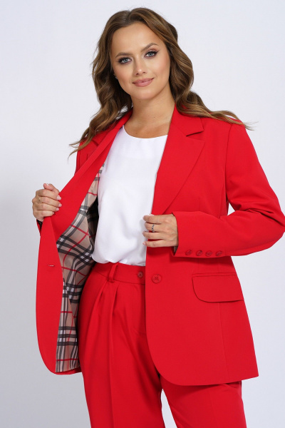 Деловой костюм из костюмной ткани с асимметричным кроем Пинск-Стиль 177 - фото 12