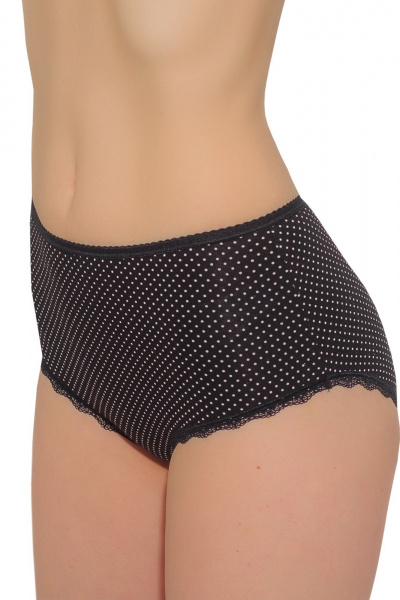 Трусы женские трикотаж высокая линия талии, защищенность ЛЕДИ ГРАНД 231117 черный_в_горошек - фото 1