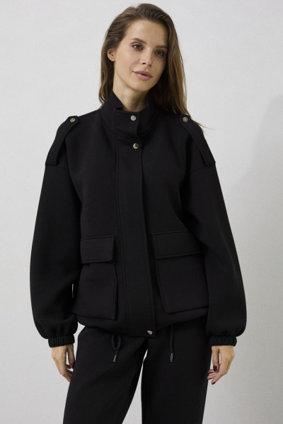 Комплект из текстильных брюк и жакета с молнией и резинкой DAVA 2214 черный - фото 11