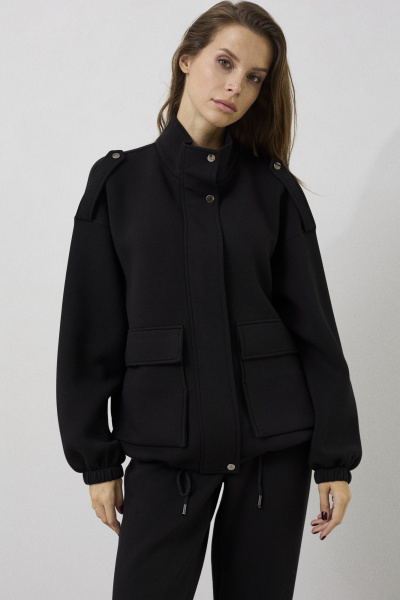 Комплект из текстильных брюк и жакета с молнией и резинкой DAVA 2214 черный - фото 9