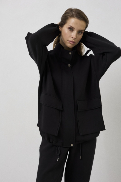 Комплект из текстильных брюк и жакета с молнией и резинкой DAVA 2214 черный - фото 7