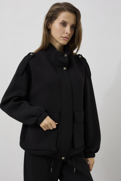 Комплект из текстильных брюк и жакета с молнией и резинкой DAVA 2214 черный - фото 3