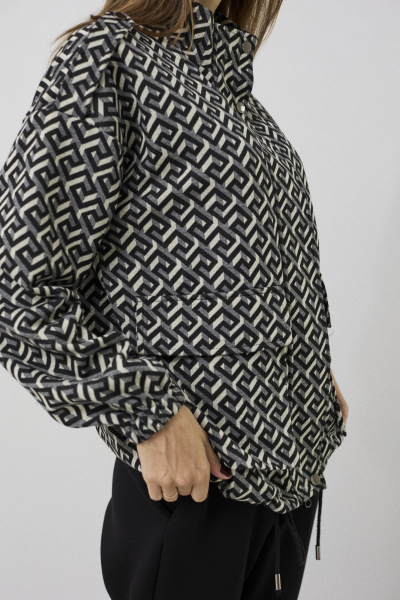 Жакет свободного силуэта из трикотажа, карманы, кулиса снизу DAVA 3214 черно-серый - фото 6