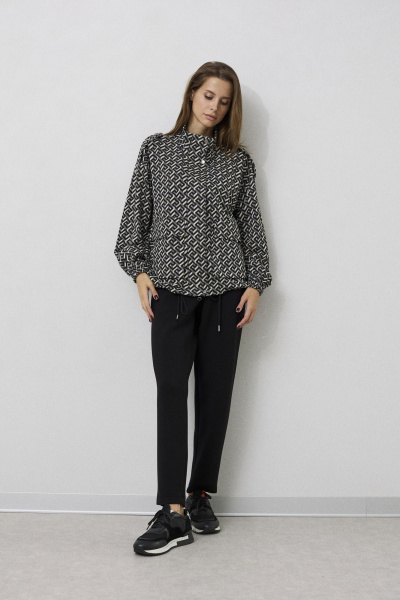 Жакет свободного силуэта из трикотажа, карманы, кулиса снизу DAVA 3214 черно-серый - фото 4