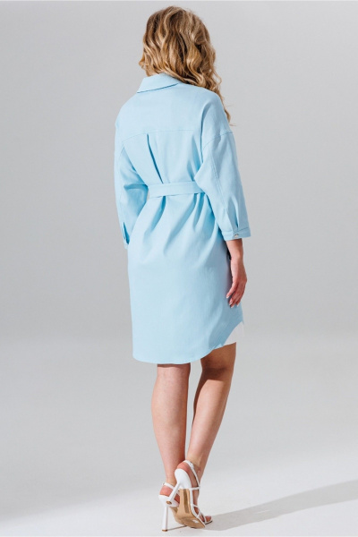 Джинсовое платье свободного кроя с карманами и поясом Faufilure C1634 - фото 4