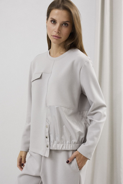 Комплект брюки и джемпер с вставкой из плащевки DAVA 2215 серый - фото 3