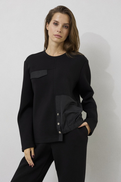 Короткая дубленка из искусственного меха с карманами DAVA 2215 черный - фото 4