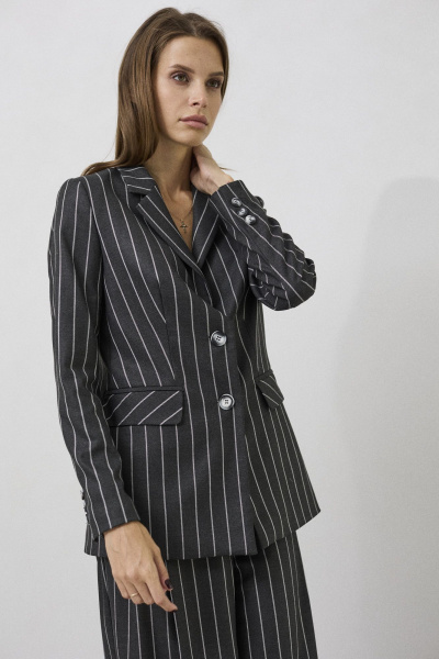 Костюм из костюмной ткани с карманами и свободным кроем DAVA 2216 темно-серый - фото 7