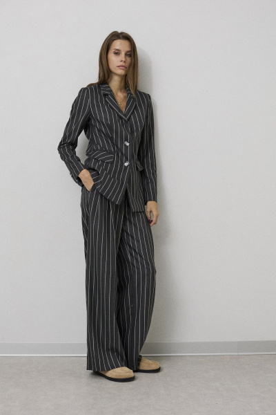 Костюм из костюмной ткани с карманами и свободным кроем DAVA 2216 темно-серый - фото 1