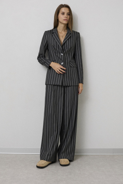 Костюм из костюмной ткани с карманами и свободным кроем DAVA 2216 темно-серый - фото 3