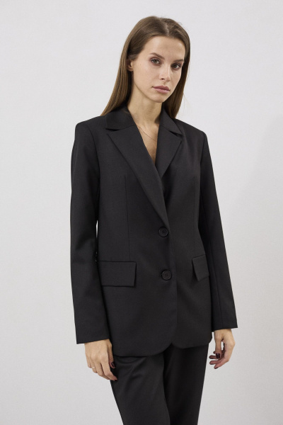 Двухпредметный костюм из текстиля с зауженными брюками DAVA 2211 черный - фото 4