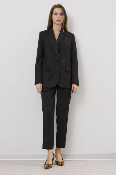 Двухпредметный костюм из текстиля с зауженными брюками DAVA 2211 черный - фото 1