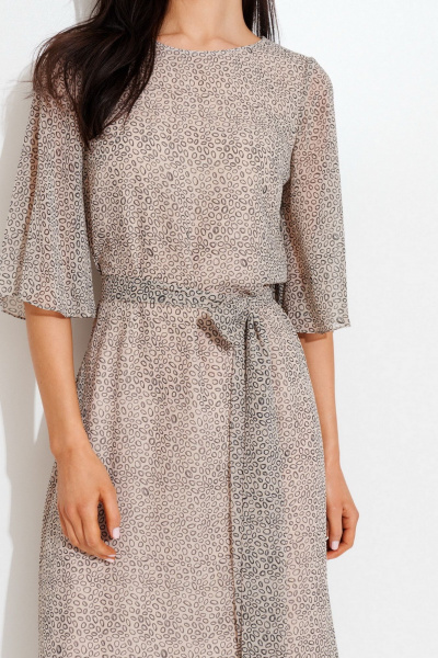 Платье из шифона с мелким рисунком по колено Morozov Amavie 1.1884_A3_Merle_бежевые_шарики - фото 5