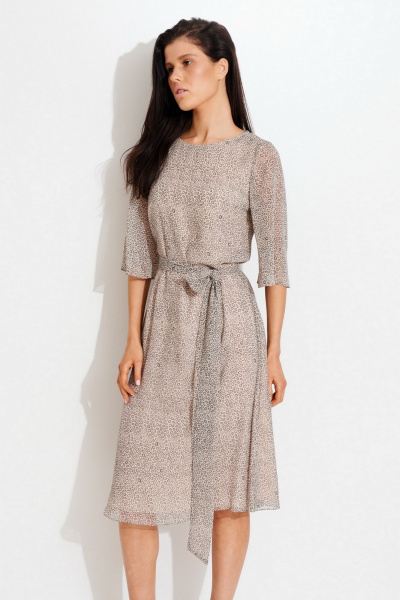 Платье из шифона с мелким рисунком по колено Morozov Amavie 1.1884_A3_Merle_бежевые_шарики - фото 2