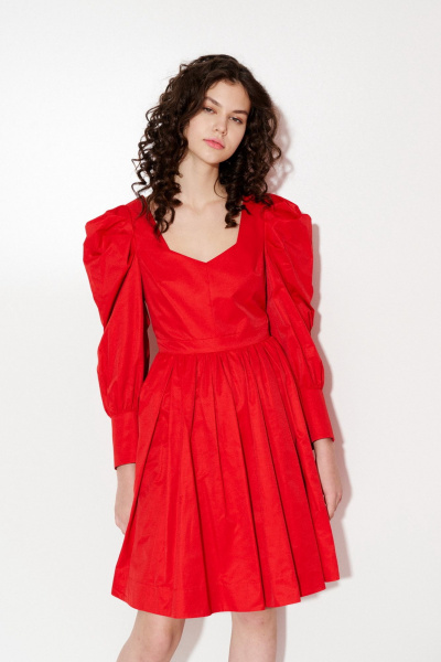 Платье с объемными рукавами и складками со сборками Morozov Amavie 1.1927_A3__Tala_красный - фото 4