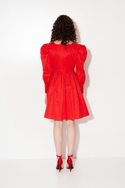 Платье с объемными рукавами и складками со сборками Morozov Amavie 1.1927_A3__Tala_красный - фото 2