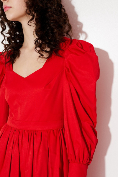 Платье с объемными рукавами и складками со сборками Morozov Amavie 1.1927_A3__Tala_красный - фото 3