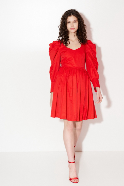 Платье с объемными рукавами и складками со сборками Morozov Amavie 1.1927_A3__Tala_красный - фото 1