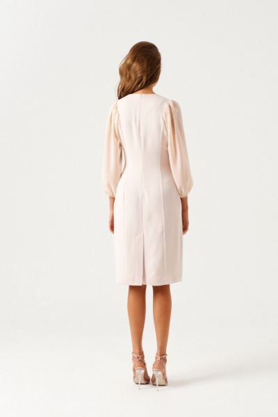 Платье прямого силуэта с V-образным вырезом и карманами Morozov Amavie 1.1928_A2_Iza_бежевый - фото 2