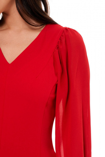 Платье с объемными рукавами и сборками из плательной ткани Morozov Amavie 1.1928_A2_Iza_красный - фото 6