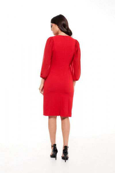 Платье с объемными рукавами и сборками из плательной ткани Morozov Amavie 1.1928_A2_Iza_красный - фото 2
