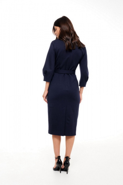 Платье с спущенными плечами и защипами из трикотажа Morozov Amavie 1.1975_B1_Selena_темно-синий - фото 3