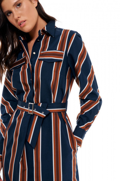 Платье рубашка с полосками, поясом и длинным рукавом Morozov Amavie 1.1982_A2_Edita_полоска_синяя - фото 5