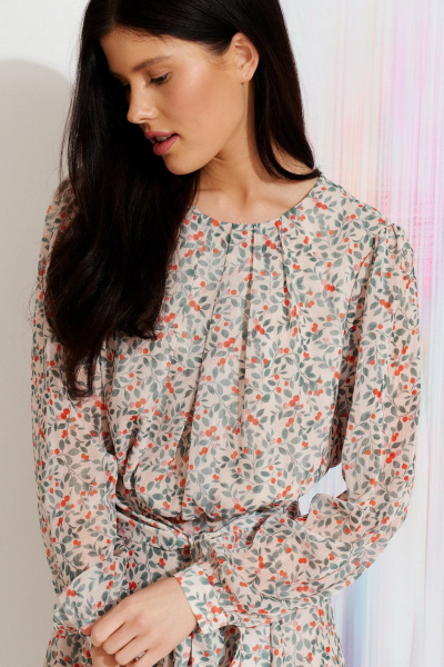 Платье из цветного креп-шифона с разрезом и воротником Morozov Amavie 1.2015_A2_Maxinel_ягоды - фото 4