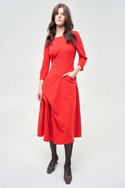 Платье приталенное с кокеткой и складками, карманы и разрезы Morozov Amavie 1.2039_A2_Polli_красный - фото 5