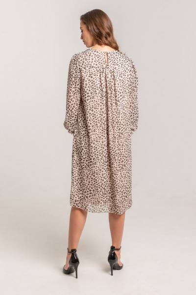 Платье из шифона с кокеткой, сборками и поясом-завязкой Morozov Amavie 1.2055_A2_Rida_бежевый_леопард - фото 4