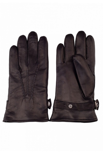 Черные кожаные перчатки с натуральным мехом для демисезона ACCENT 293 черный - фото 2