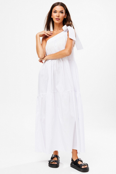 Белый летний сарафан из хлопка с завязкой на плечо Kivviwear 4204.02 - фото 7