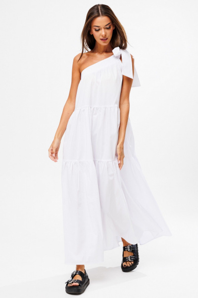 Белый летний сарафан из хлопка с завязкой на плечо Kivviwear 4204.02 - фото 6