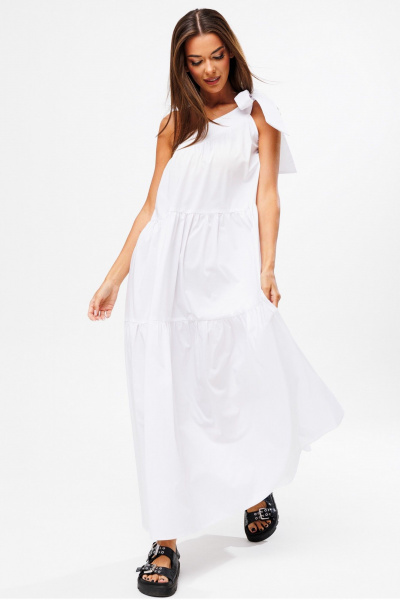 Белый летний сарафан из хлопка с завязкой на плечо Kivviwear 4204.02 - фото 5