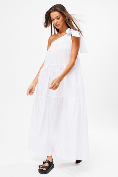 Белый летний сарафан из хлопка с завязкой на плечо Kivviwear 4204.02 - фото 3