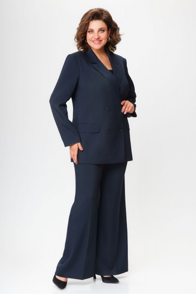 Синий сезонный костюм из текстиля для деловых и casual образов VIPPRIMO 108 графит - фото 12
