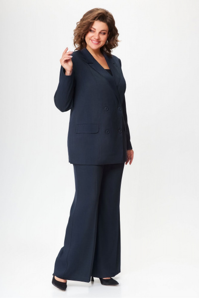 Синий сезонный костюм из текстиля для деловых и casual образов VIPPRIMO 108 графит - фото 8