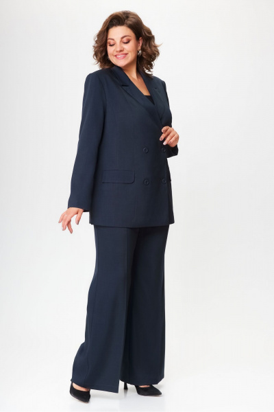Синий сезонный костюм из текстиля для деловых и casual образов VIPPRIMO 108 графит - фото 7