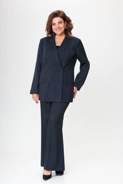 Синий сезонный костюм из текстиля для деловых и casual образов VIPPRIMO 108 графит - фото 1