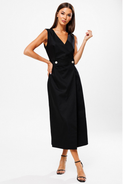 Черное джинсовое платье на запах из джинсовой ткани Тиффани Kivviwear 4205.02 - фото 5