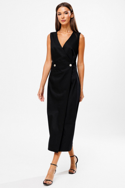 Черное джинсовое платье на запах из джинсовой ткани Тиффани Kivviwear 4205.02 - фото 4