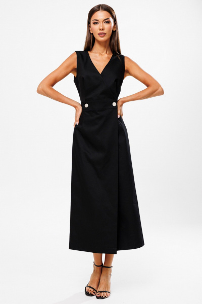 Черное джинсовое платье на запах из джинсовой ткани Тиффани Kivviwear 4205.02 - фото 1