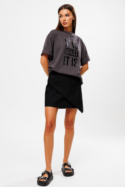 Короткая джинсовая юбка с асимметричным кроем Kivviwear 4209.01 - фото 1